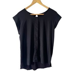 Mataphor Black Cap Sleeve Round Neck Blouse